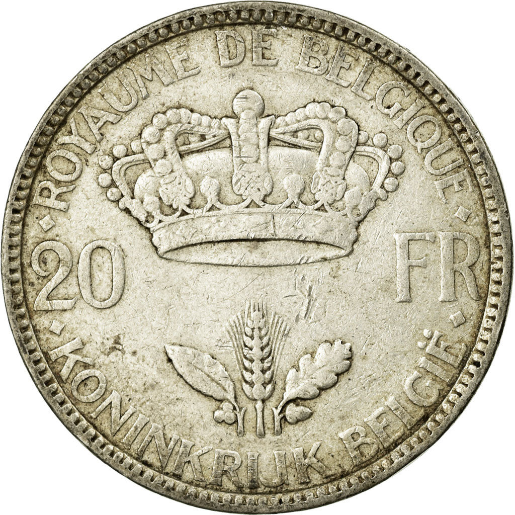 Coin, Belgium, 20 Francs, 20 Frank, 1935, VF(30-35), Silver, KM:105