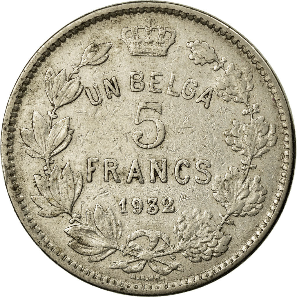 Moneda, Bélgica, 5 Francs, 5 Frank, 1932, BC+, Níquel, KM:97.1