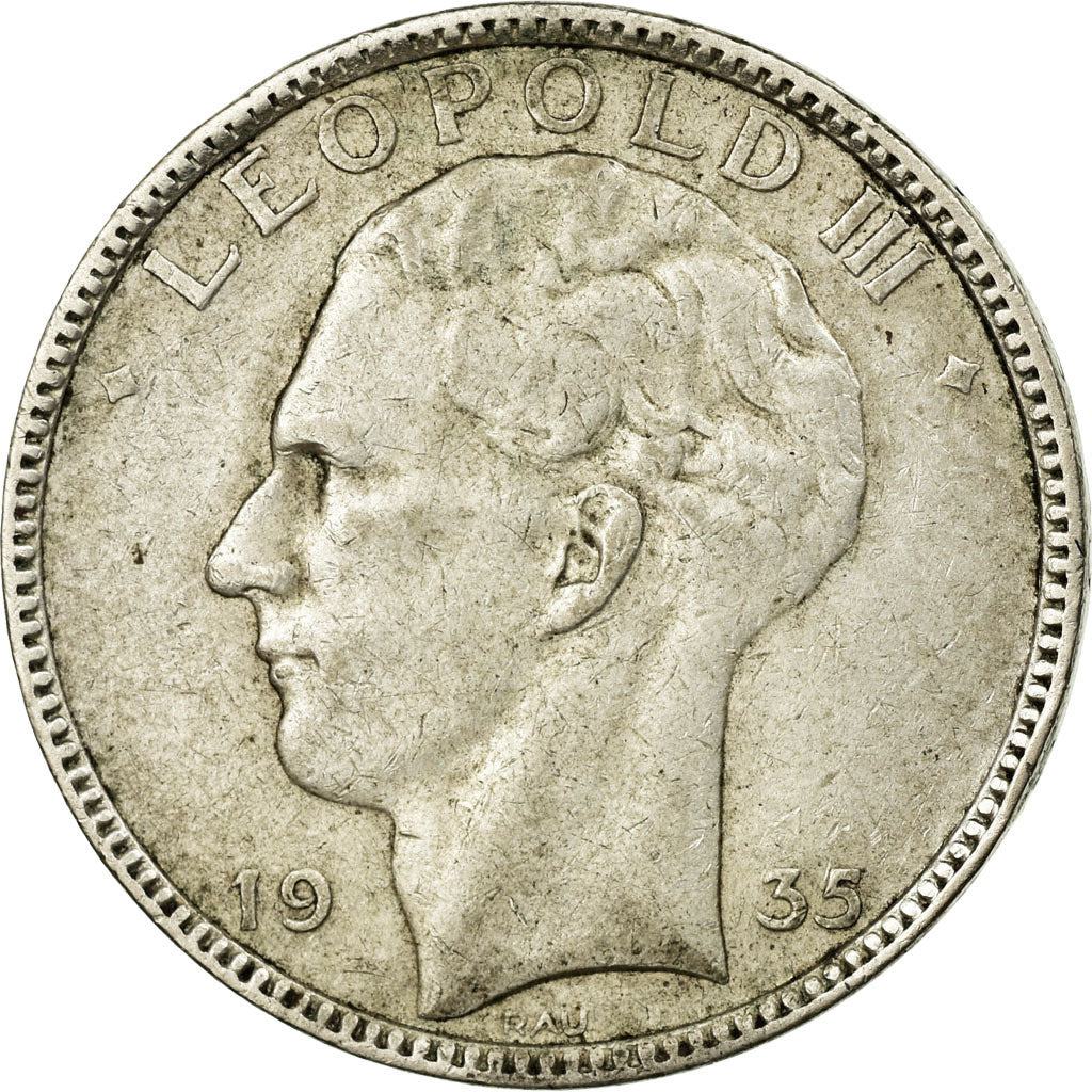 Coin, Belgium, 20 Francs, 20 Frank, 1935, VF(30-35), Silver, KM:105