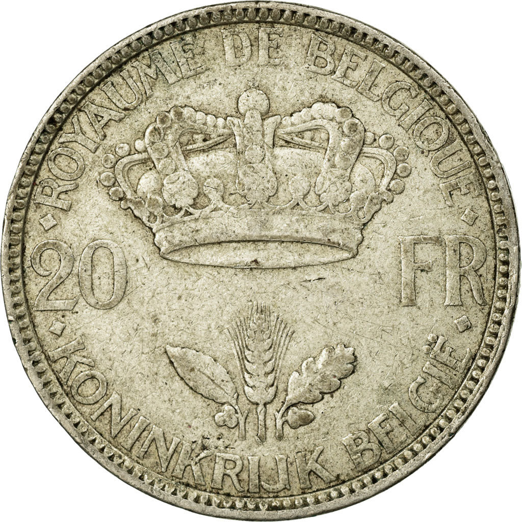 Coin, Belgium, 20 Francs, 20 Frank, 1935, VF(30-35), Silver, KM:105