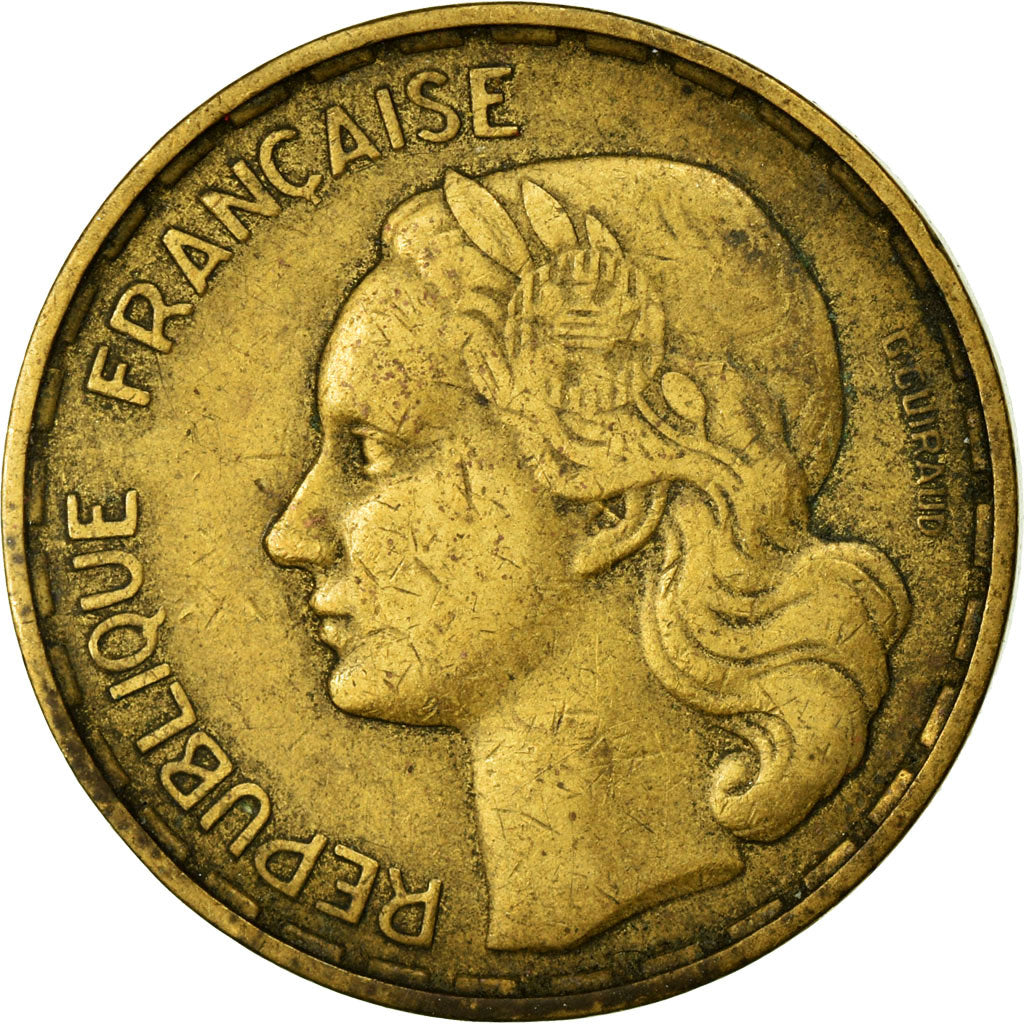 Moeda, França, Guiraud, 50 Francs, 1952, Paris, EF(40-45), Alumínio-Bronze