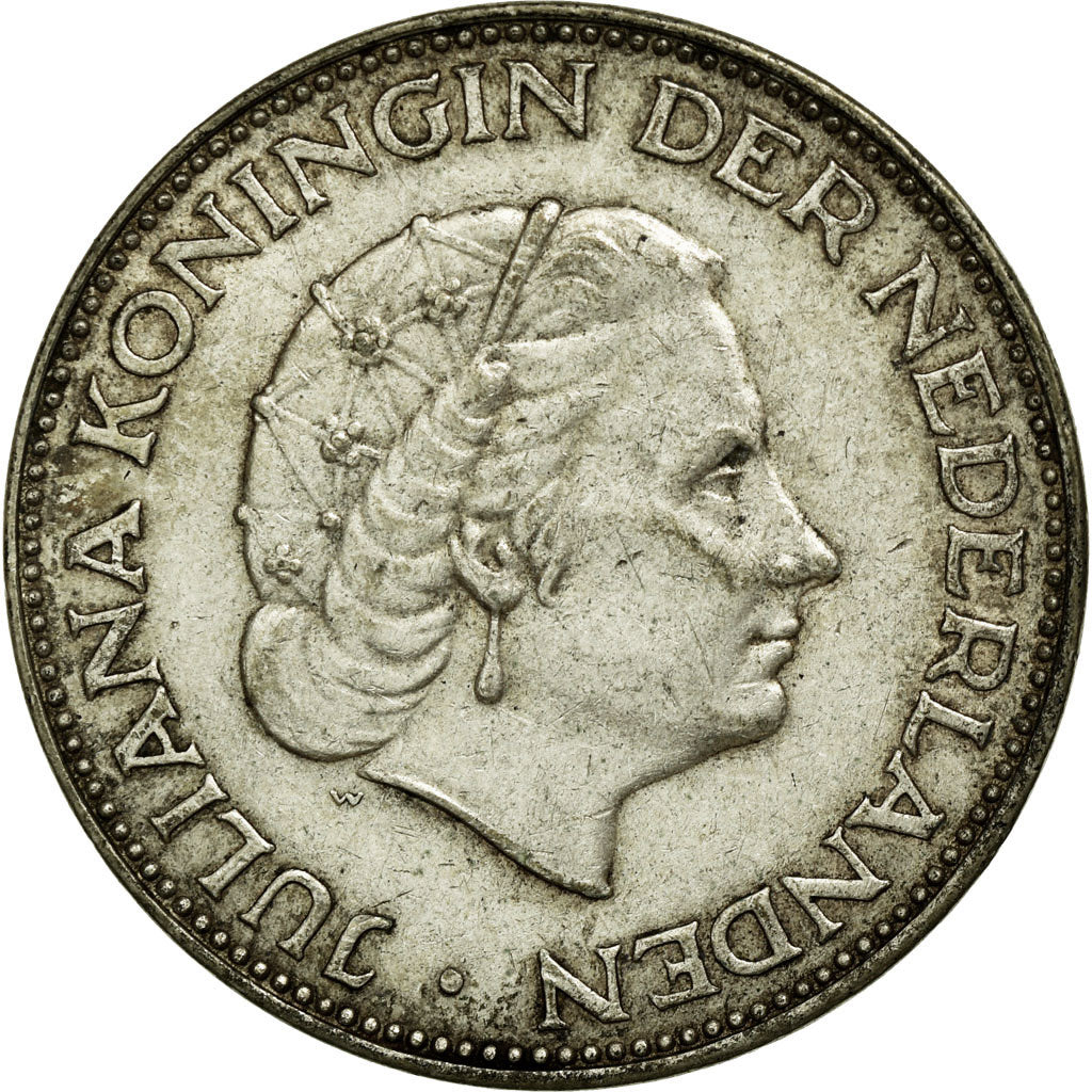 Moeda, Países Baixos, Juliana, 2-1/2 Gulden, 1961, EF(40-45), Prata, KM:185