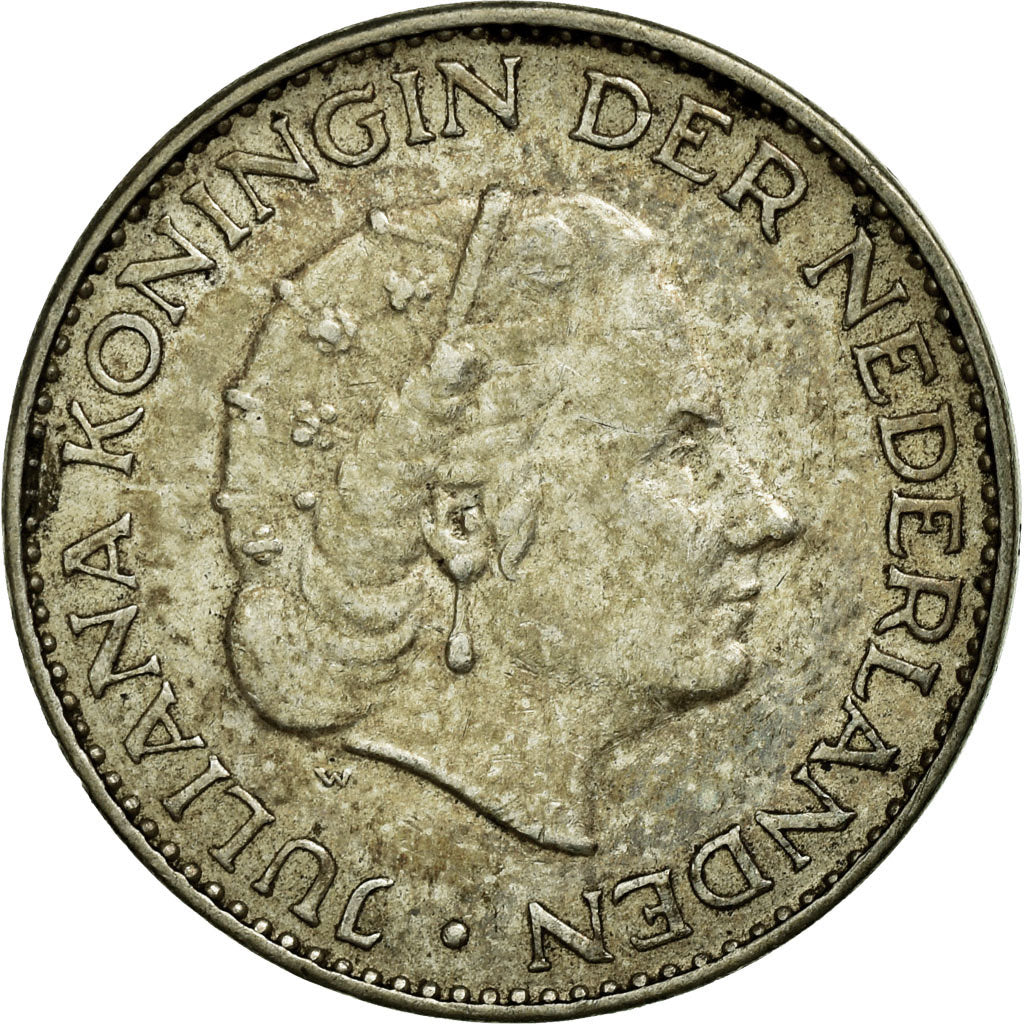 Moeda, Países Baixos, Juliana, Gulden, 1964, EF(40-45), Prata, KM:184