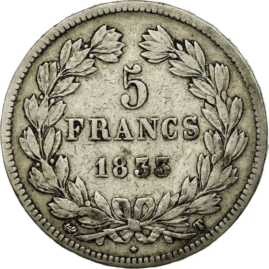 Münze, Frankreich, Louis-Philippe, 5 Francs, 1833, Nantes, S+, Silber