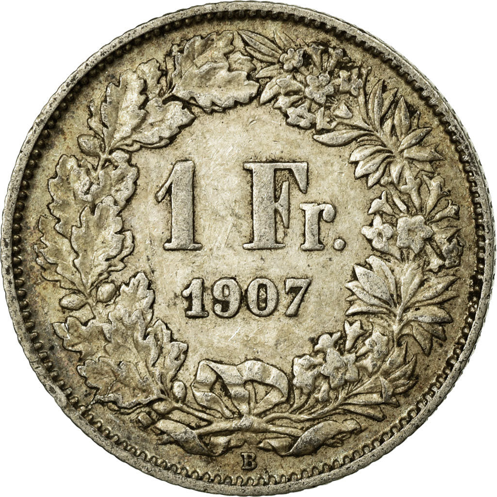 Münze, Schweiz, Franc, 1907, Bern, S+, Silber, KM:24
