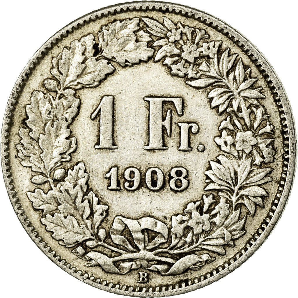 Coin, Switzerland, Franc, 1908, Bern, VF(30-35), Silver, KM:24