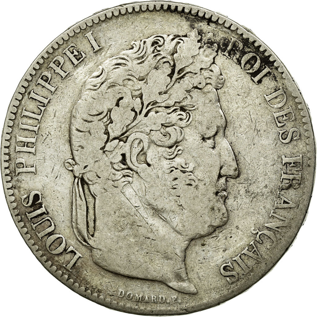 Coin, France, Louis-Philippe, 5 Francs, 1833, Rouen, VF(30-35), Silver