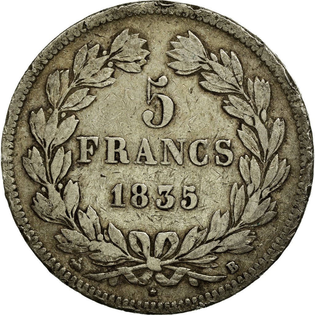 Coin, France, Louis-Philippe, 5 Francs, 1835, Rouen, VF(20-25), Silver