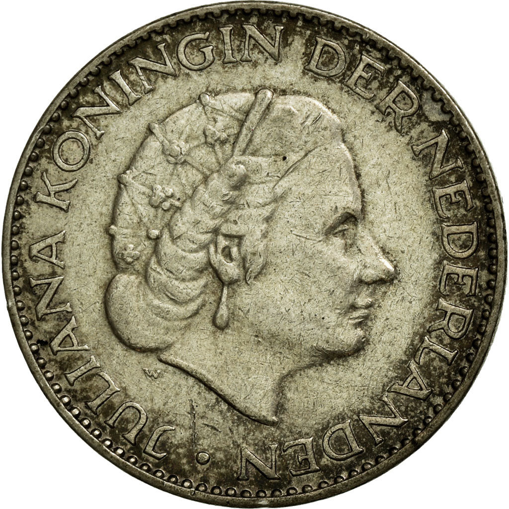 Moeda, Países Baixos, Juliana, Gulden, 1955, VF(30-35), Prata, KM:184