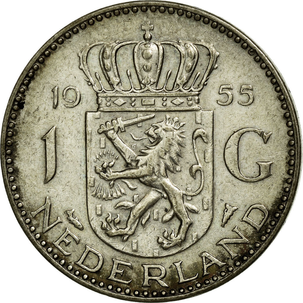 Moeda, Países Baixos, Juliana, Gulden, 1955, VF(30-35), Prata, KM:184