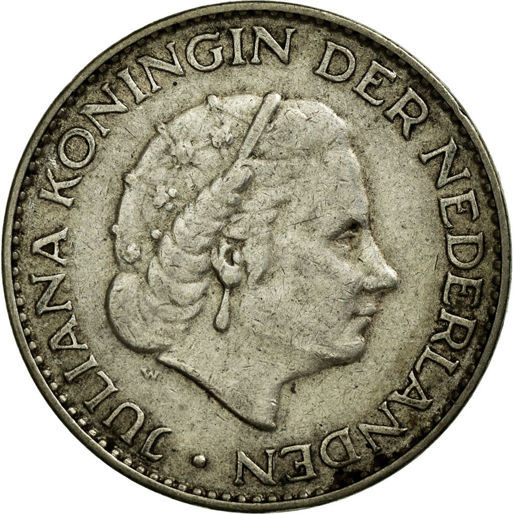 Coin, Netherlands, Juliana, Gulden, 1958, EF(40-45), Silver, KM:184