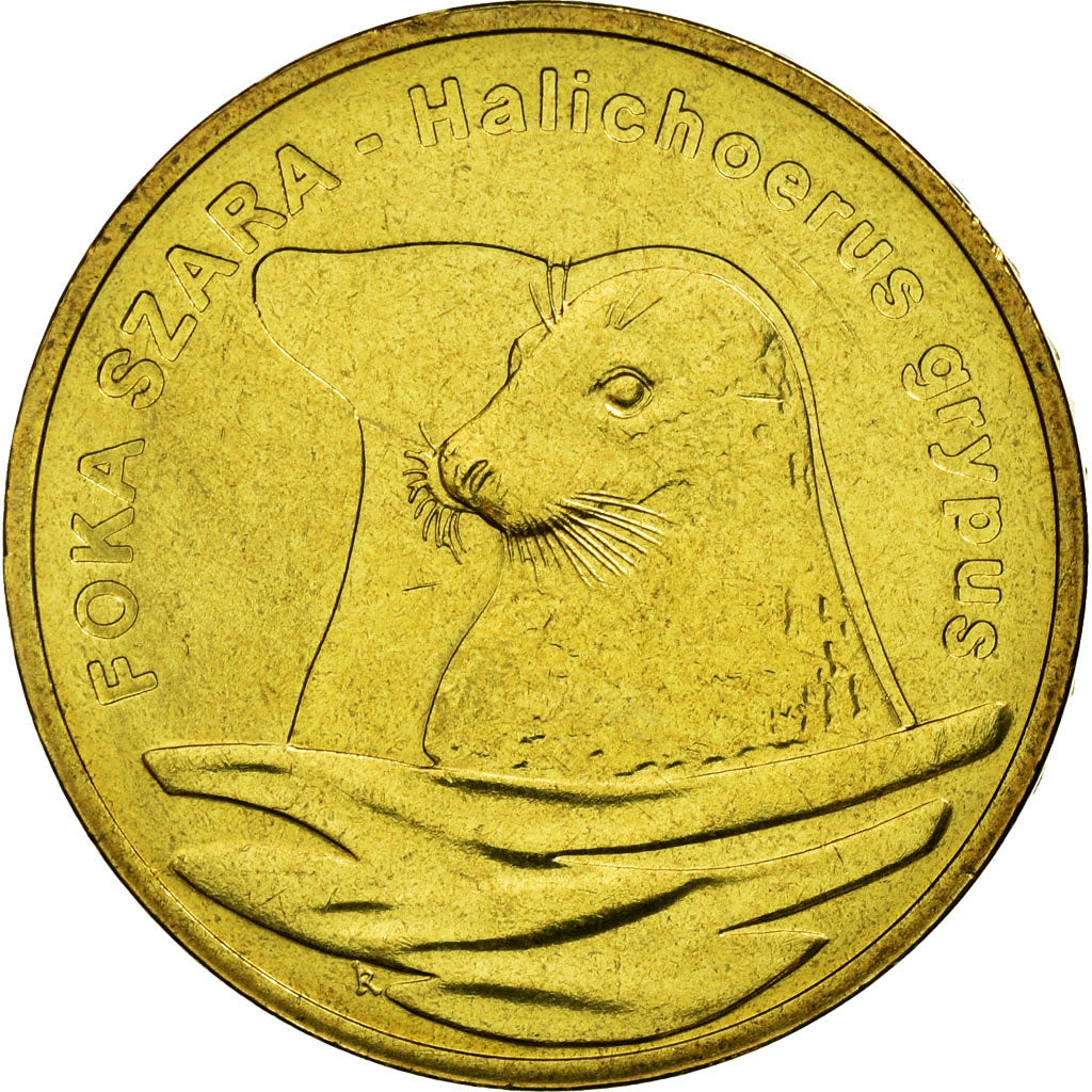 Moneda, Polonia, Grey Seal, 2 Zlote, 2007, Warsaw, MBC, Latón, KM:578