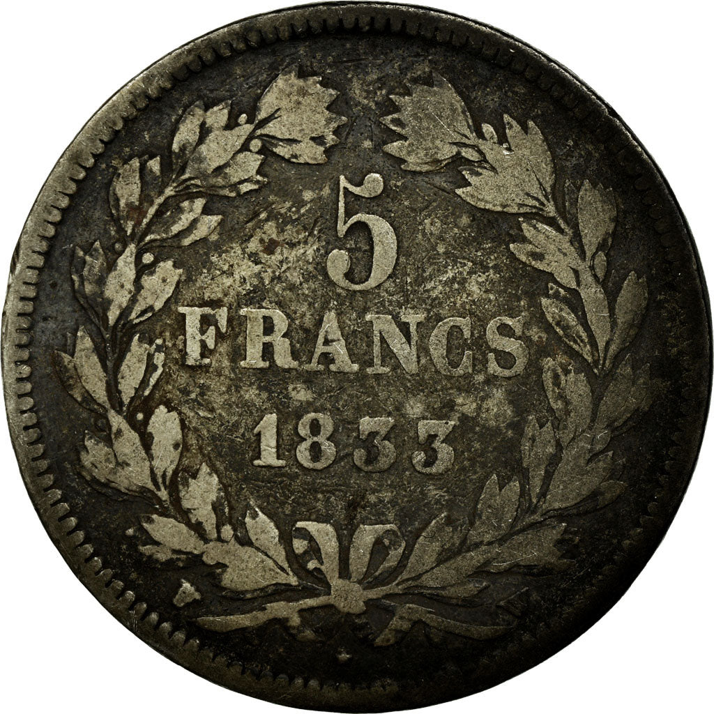Monnaie, France, Louis-Philippe, 5 Francs, 1833, Lille, TB, Argent, Gadoury:678
