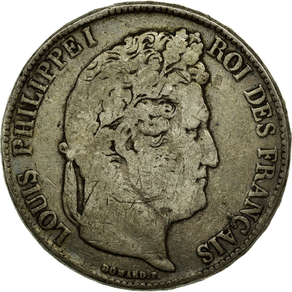 Moneta, Francia, Louis-Philippe, 5 Francs, 1835, Lyon, MB, Argento, Gadoury:678