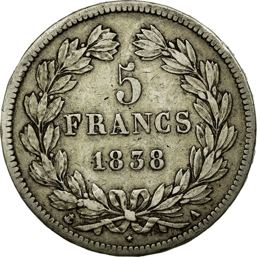 Monnaie, France, Louis-Philippe, 5 Francs, 1838, Paris, TTB, Argent, Gadoury:678