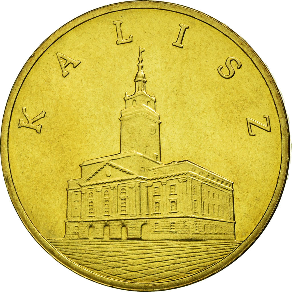 Moeda, Polónia, Kalisz building, 2 Zlote, 2006, Warsaw, AU(55-58), Latão