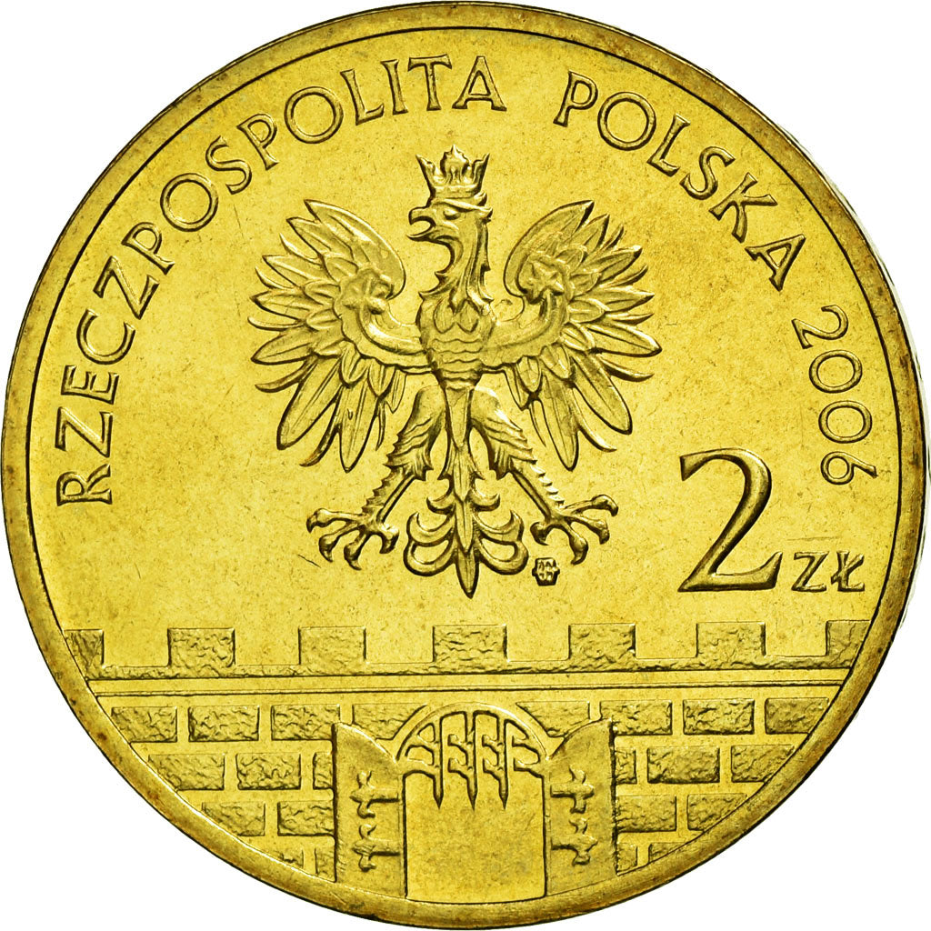 Moeda, Polónia, Kalisz building, 2 Zlote, 2006, Warsaw, AU(55-58), Latão