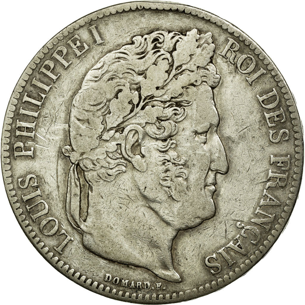 Coin, France, Louis-Philippe, 5 Francs, 1838, Strasbourg, AU(50-53), Silver