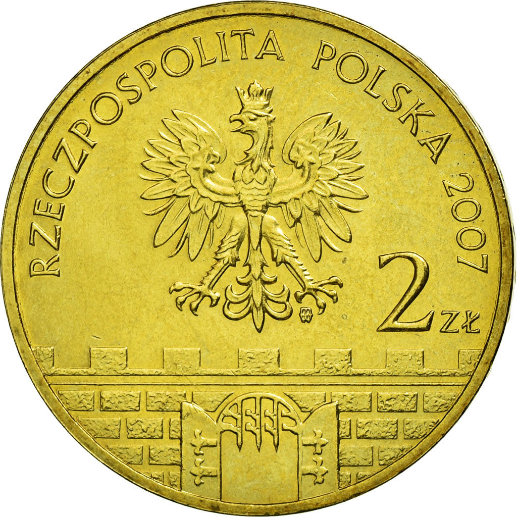Coin, Poland, BRZEG, 2 Zlote, 2007, Warsaw, EF(40-45), Brass, KM:615