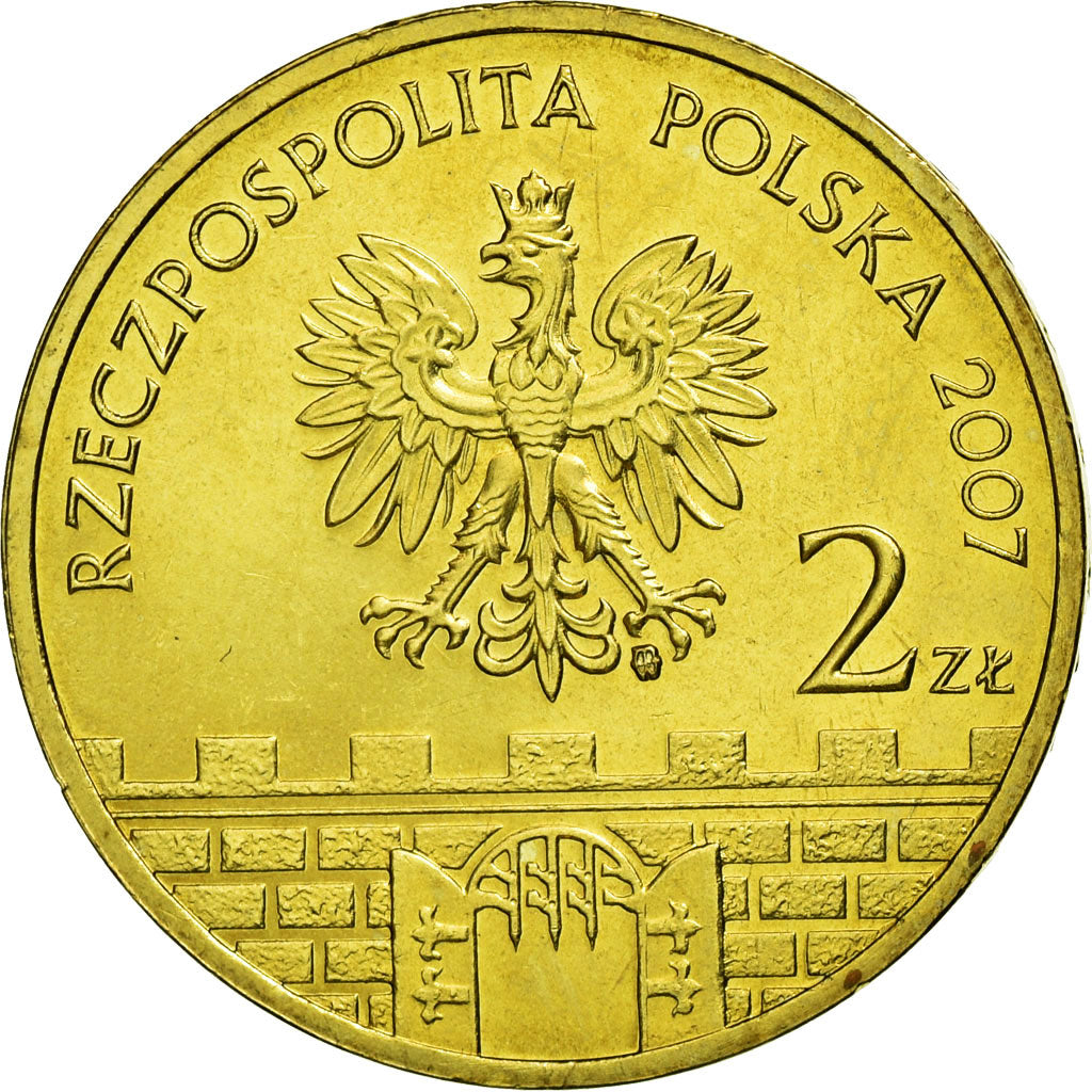 Coin, Poland, SLUPSK, 2 Zlote, 2007, Warsaw, EF(40-45), Brass, KM:620