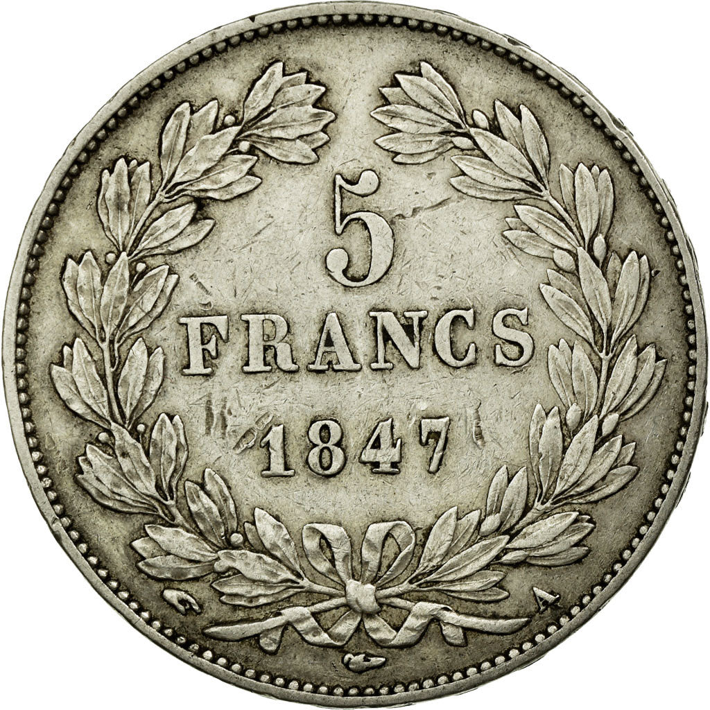 Coin, France, Louis-Philippe, 5 Francs, 1847, Paris, EF(40-45), Silver