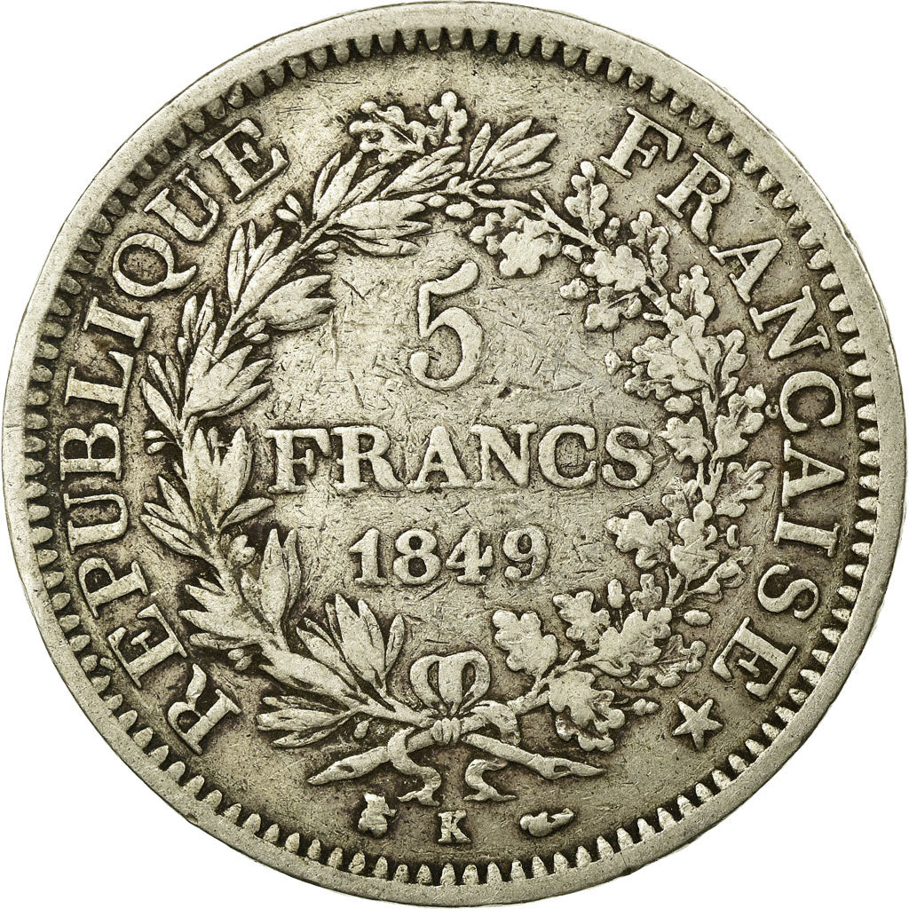 Coin, France, Hercule, 5 Francs, 1849, Bordeaux, EF(40-45), Silver, KM:756.4