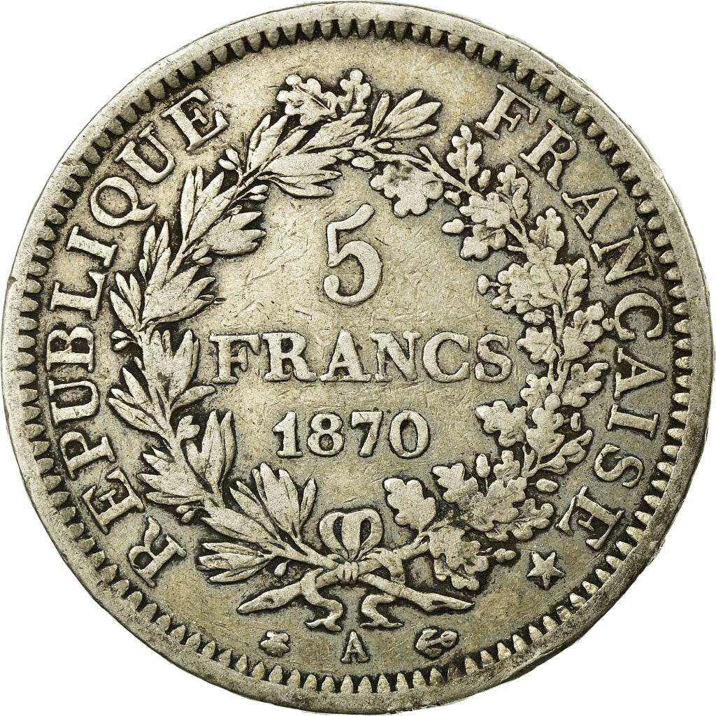 Coin, France, Hercule, 5 Francs, 1870, Paris, EF(40-45), Silver, Gadoury:745