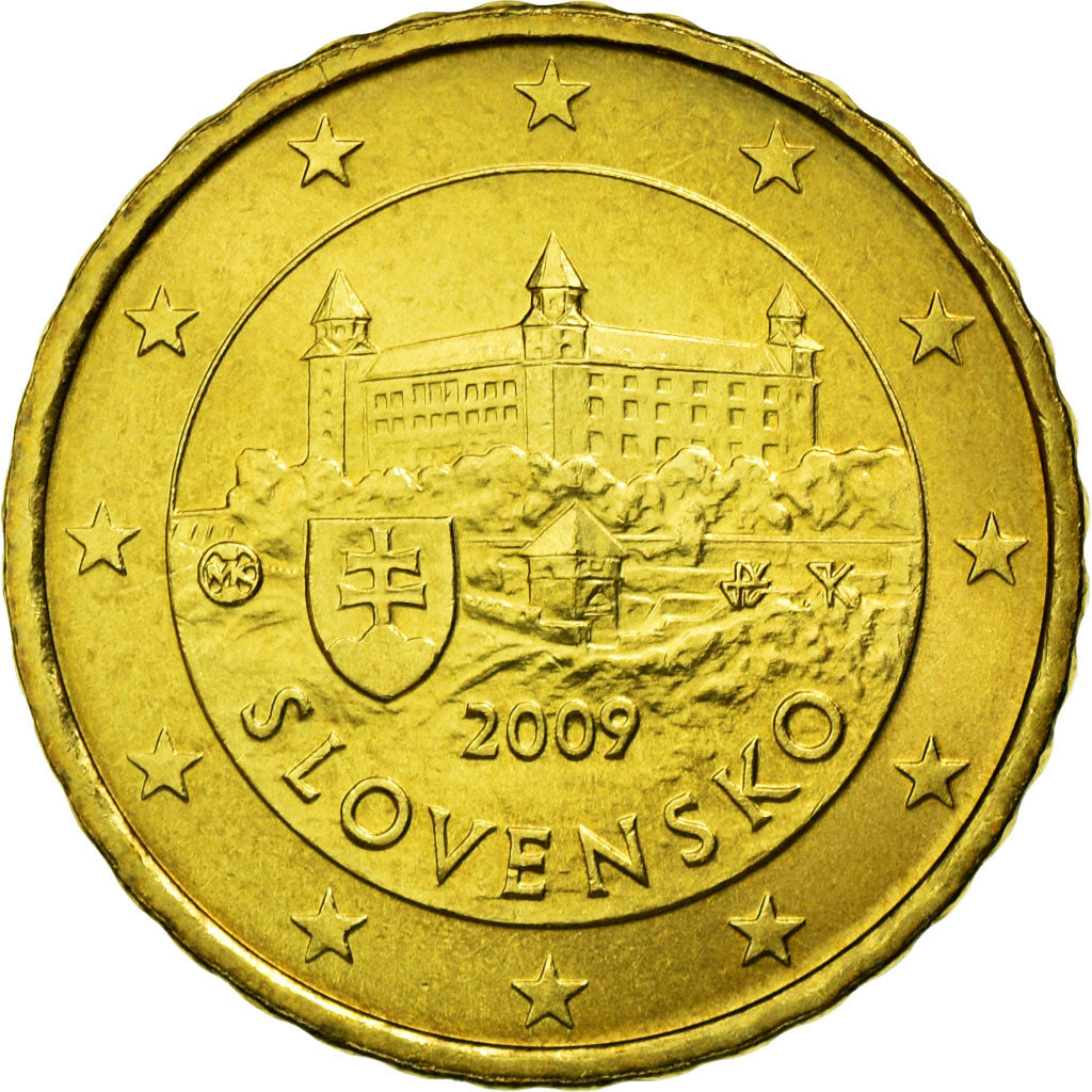 Slovakia, 10 Euro Cent, 2009, AU(55-58), Brass, KM:98