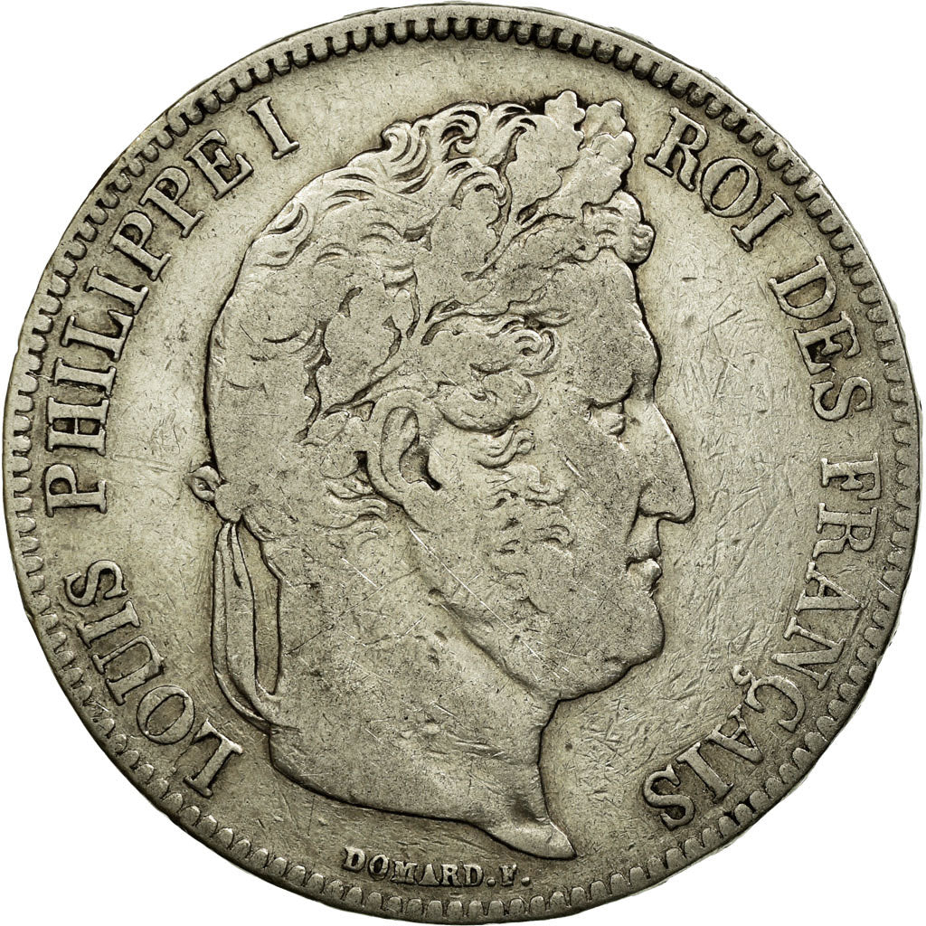 Coin, France, Louis-Philippe, 5 Francs, 1838, Bordeaux, VF(30-35), Silver