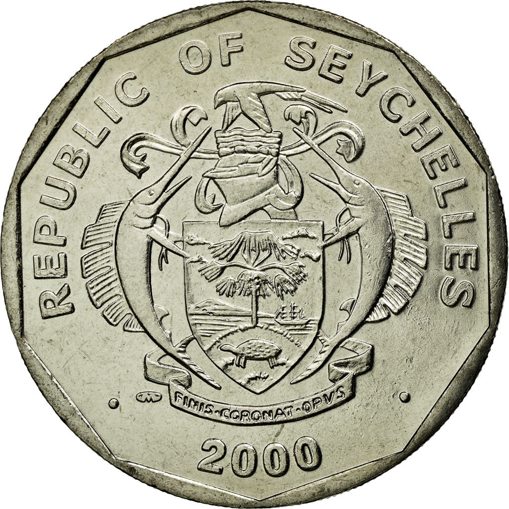 Coin, Seychelles, 5 Rupees, 2000, British Royal Mint, MS(63), Copper-nickel