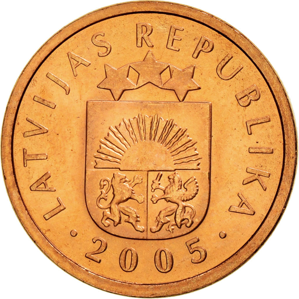 Coin, Latvia, Santims, 2005, AU(55-58), Copper Clad Steel, KM:15