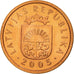 Coin, Latvia, Santims, 2005, AU(55-58), Copper Clad Steel, KM:15