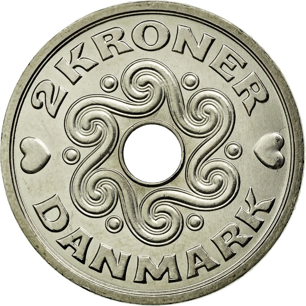 Coin, Denmark, Margrethe II, 2 Kroner, 2007, Brondby, MS(63), Copper-nickel