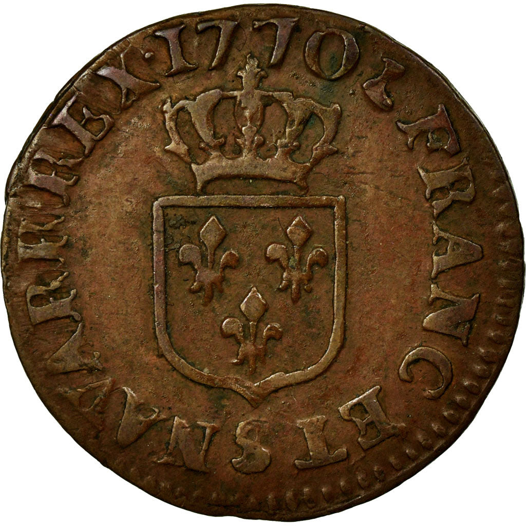 Moneta, Francja, Louis XV, Liard à la vieille tête, Liard, 1770, Reims