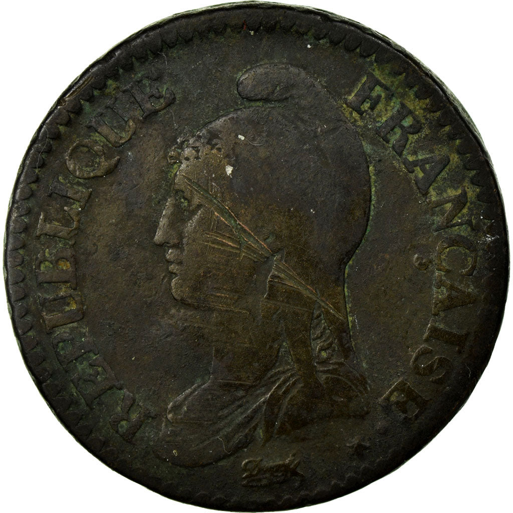 Moneda, Francia, Dupré, Decime, 1795, Paris, BC+, Bronce, Gadoury:186