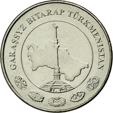 Moneda, Turkmenistán, 5 Tenge, 2009, EBC, Níquel chapado en acero, KM:97