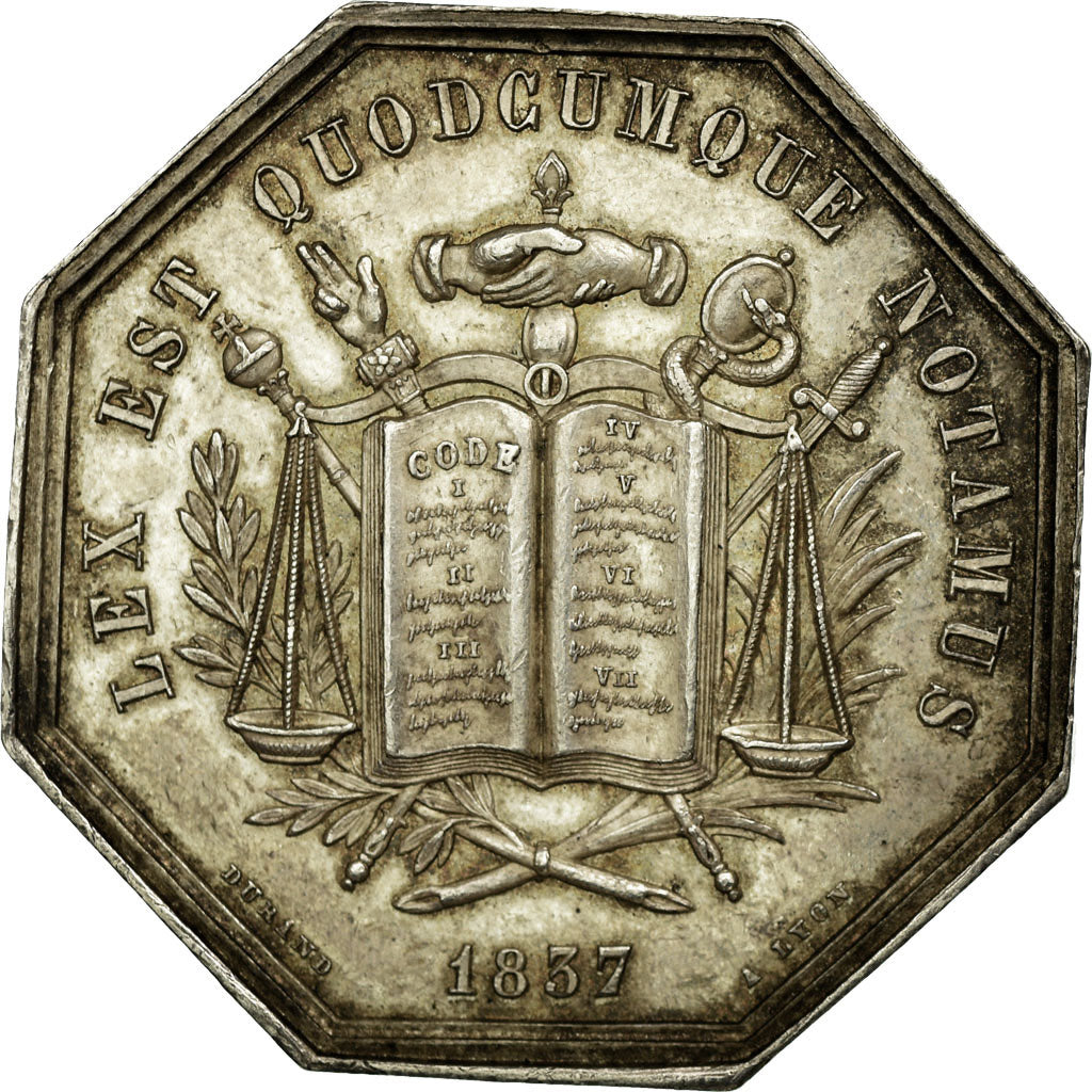 France, Token, Notary, 1837, AU(50-53), Silver, Lerouge:435