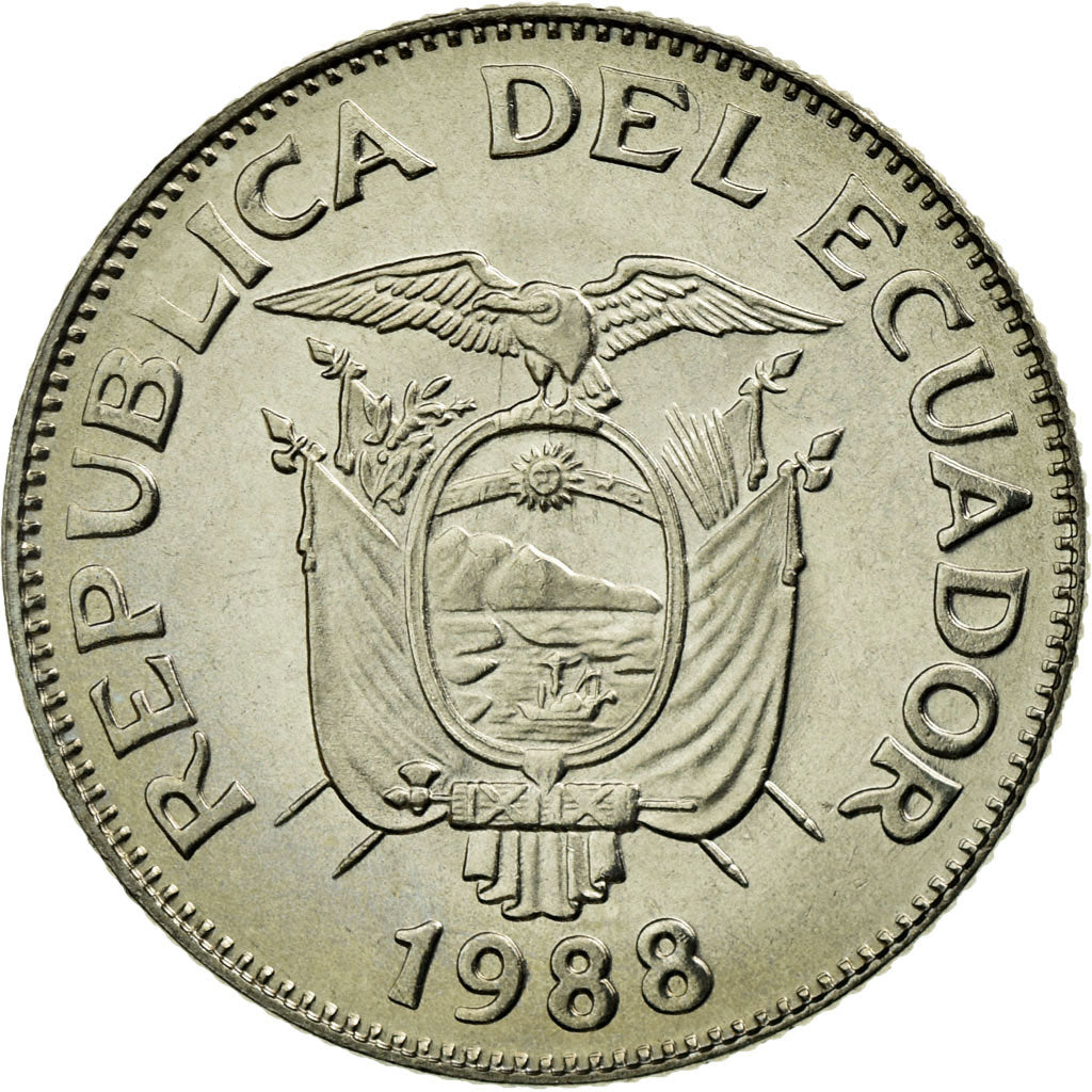Moneta, Ecuador, Sucre, Un, 1988, SPL-, Acciaio ricoperto in nichel, KM:89