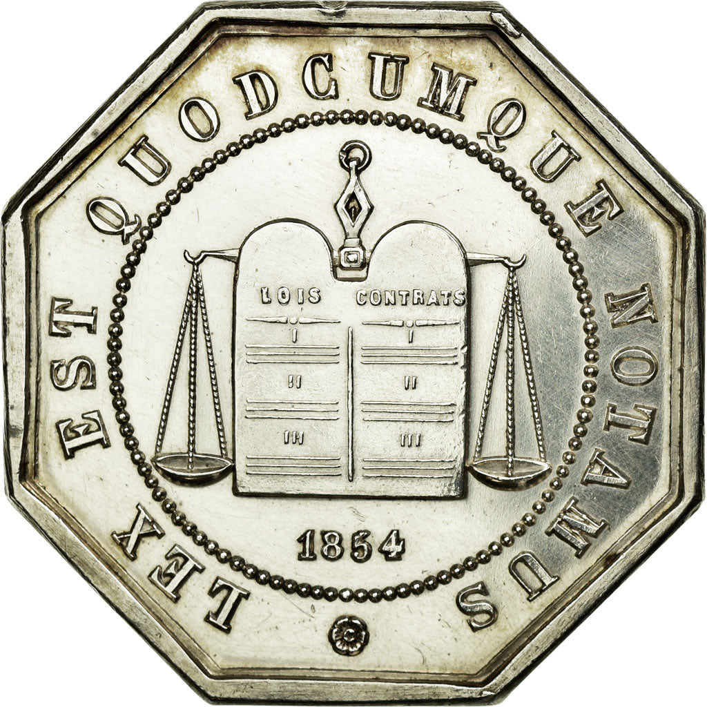 France, Token, Notary, 1854, AU(55-58), Silver, Lerouge:12