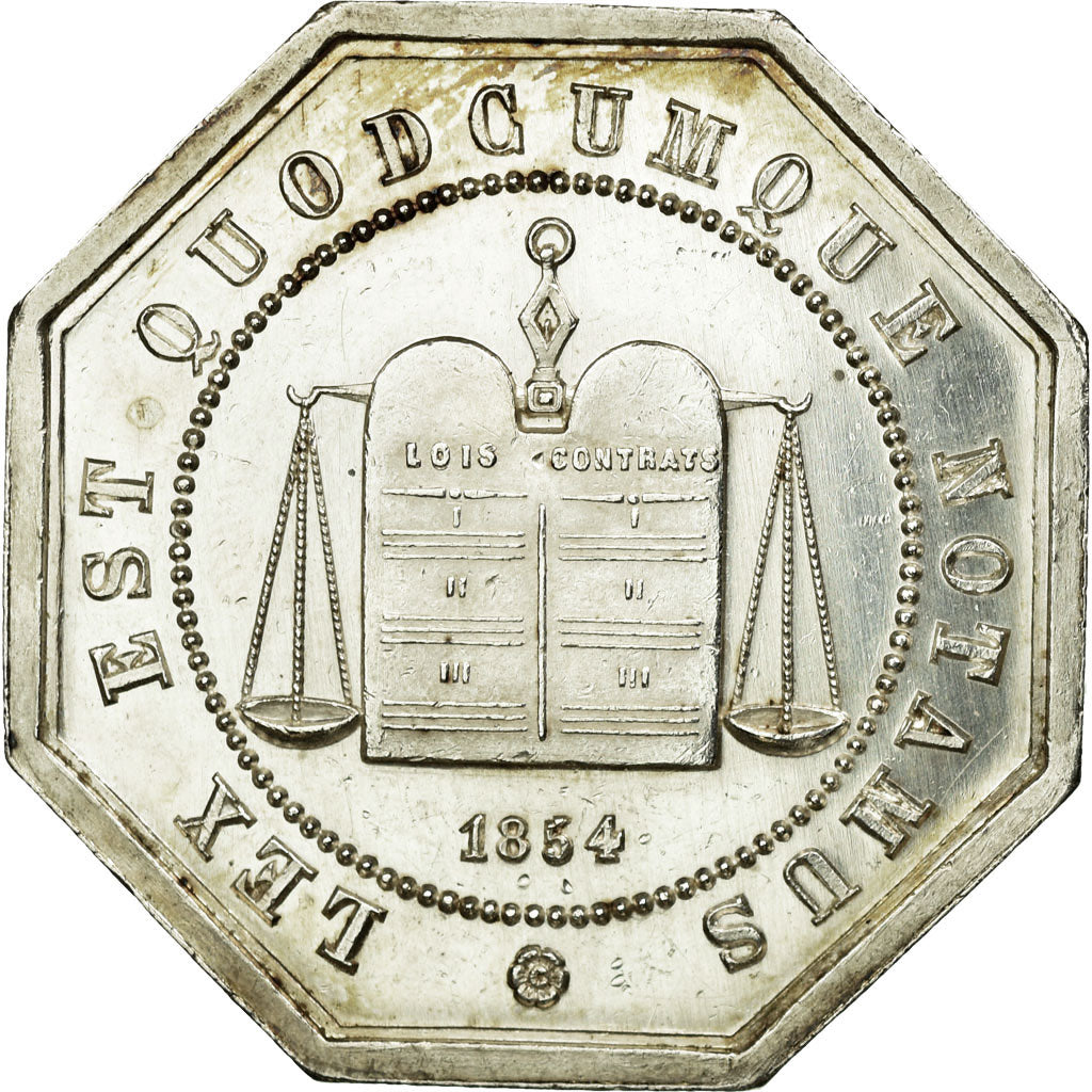 France, Jeton, Notary, 1854, SUP, Argent, Lerouge:12