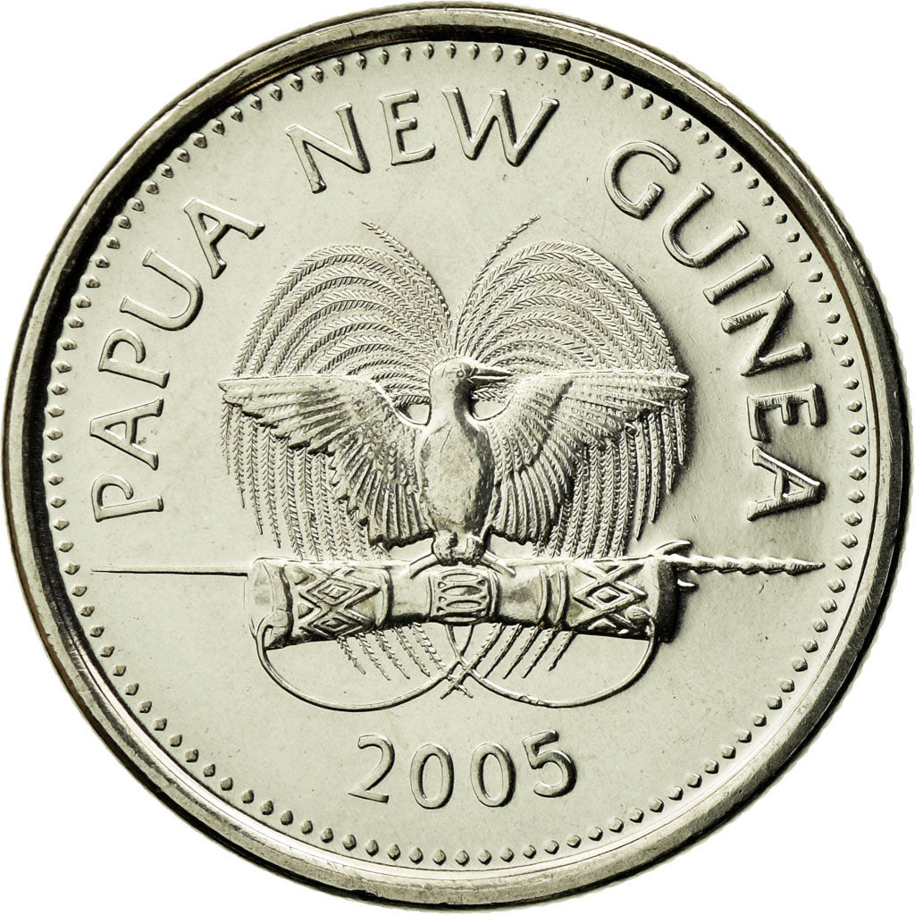 Münze, Papua New Guinea, 5 Toea, 2005, UNZ, Nickel plated steel, KM:3a