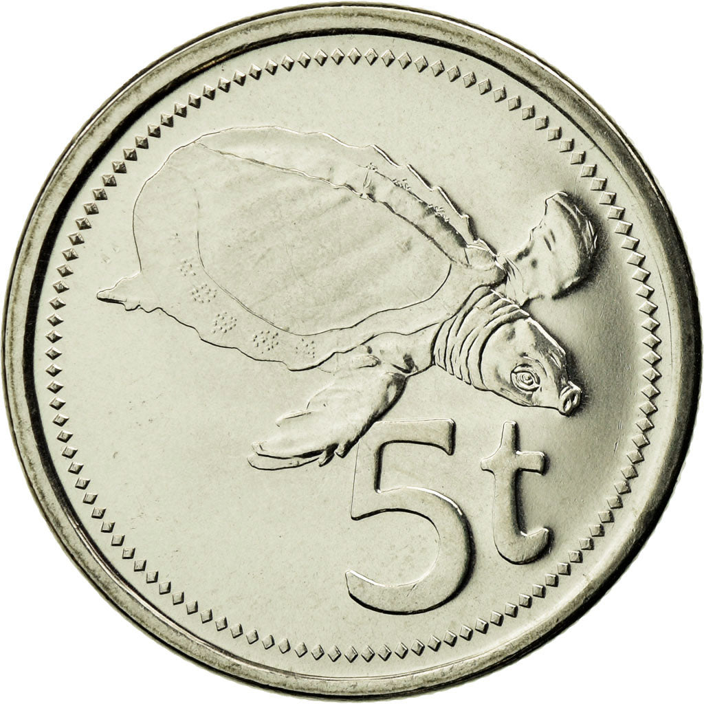 Münze, Papua New Guinea, 5 Toea, 2005, UNZ, Nickel plated steel, KM:3a