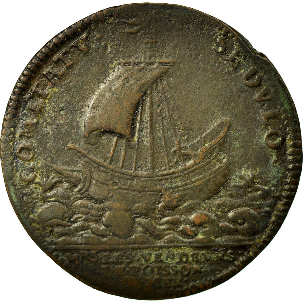 Francja, Token, Królewskie, VF(30-35), Miedź