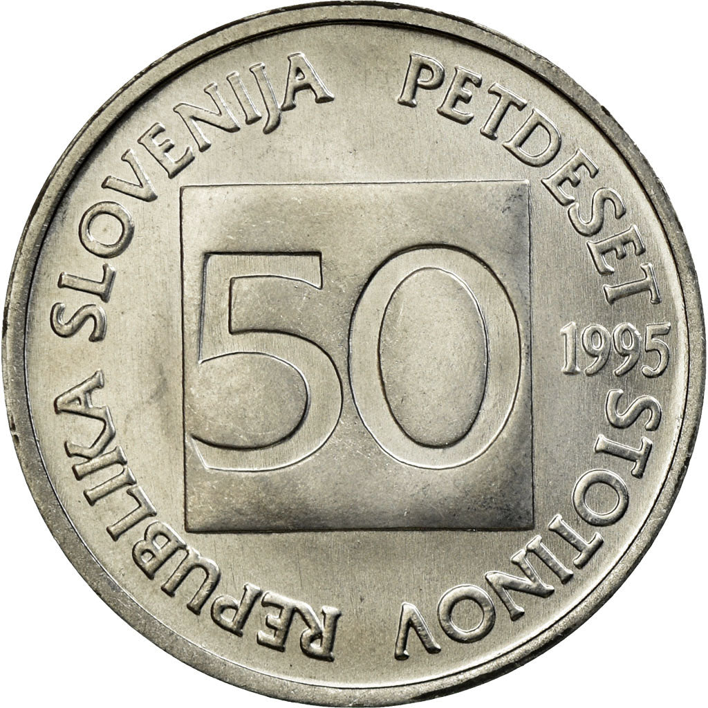Coin, Slovenia, 50 Stotinov, 1995, AU(55-58), Aluminum, KM:3