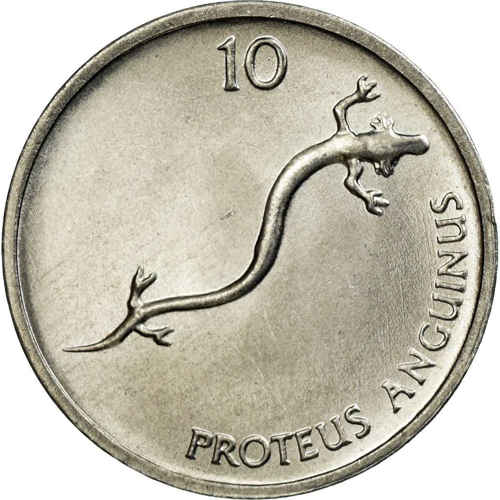 Moneta, Słowenia, 10 Stotinov, 1993, AU(55-58), Aluminium, KM:7