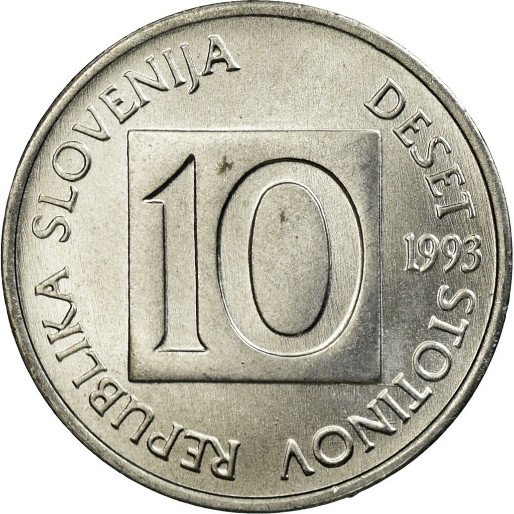 Moneta, Słowenia, 10 Stotinov, 1993, AU(55-58), Aluminium, KM:7