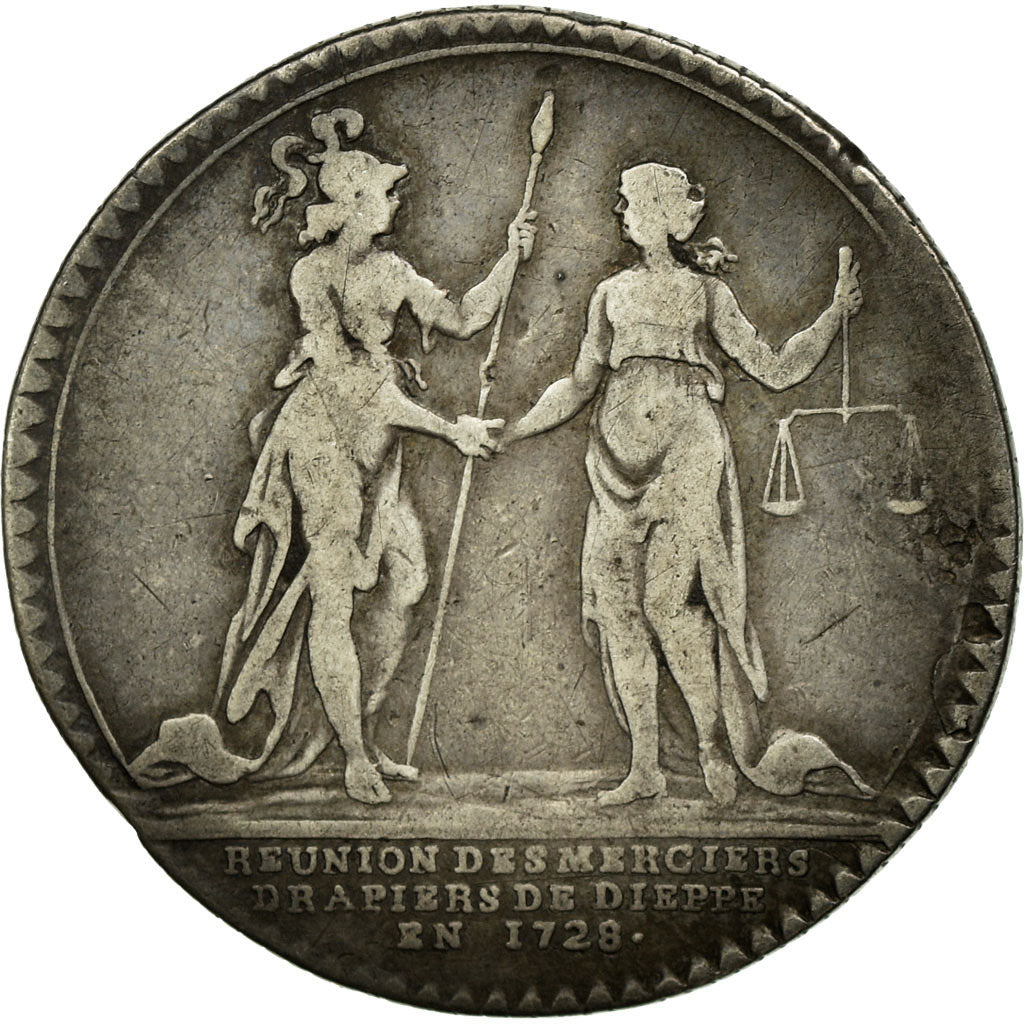 France, Token, Royal, 1728, VF(30-35), Silver, Feuardent:6413