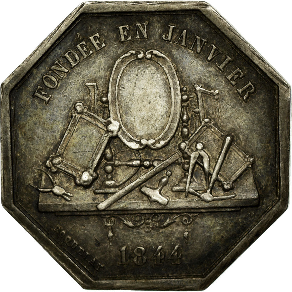 France, Token, Corporation des Miroitiers, ND (1844), Silver, AU(55-58)