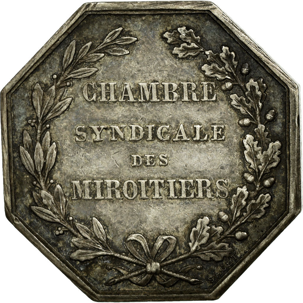 France, Token, Corporation des Miroitiers, ND (1844), Silver, AU(55-58)