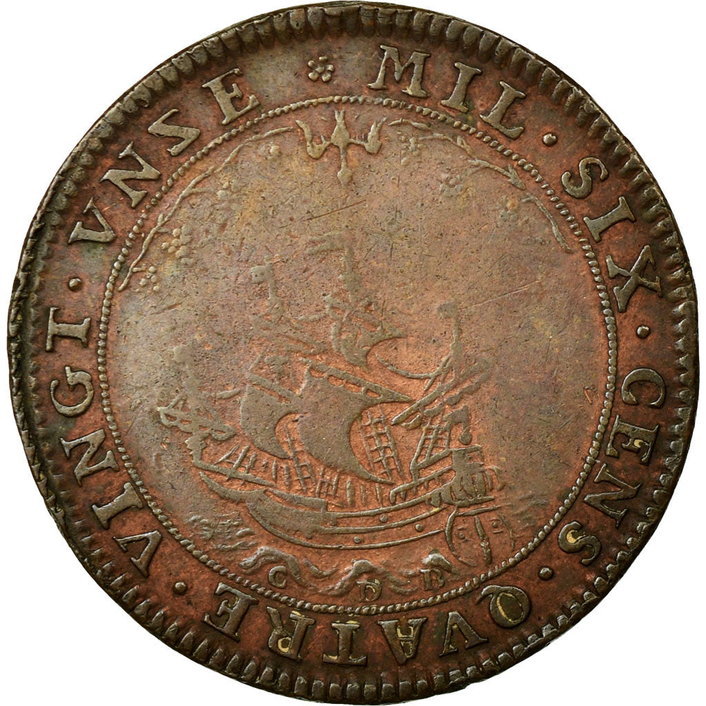 France, Token, Royal, 1691, VF(30-35), Copper, Feuardent:5397